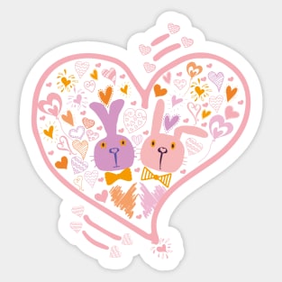 2 Cute Bunnies in Love Sticker